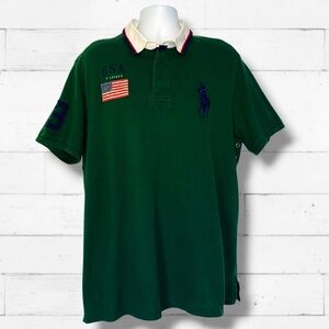 VTG Polo Ralph Lauren Big Pony “USA” Flag Rugby Polo Shirt Men’s XXL/Custom Fit